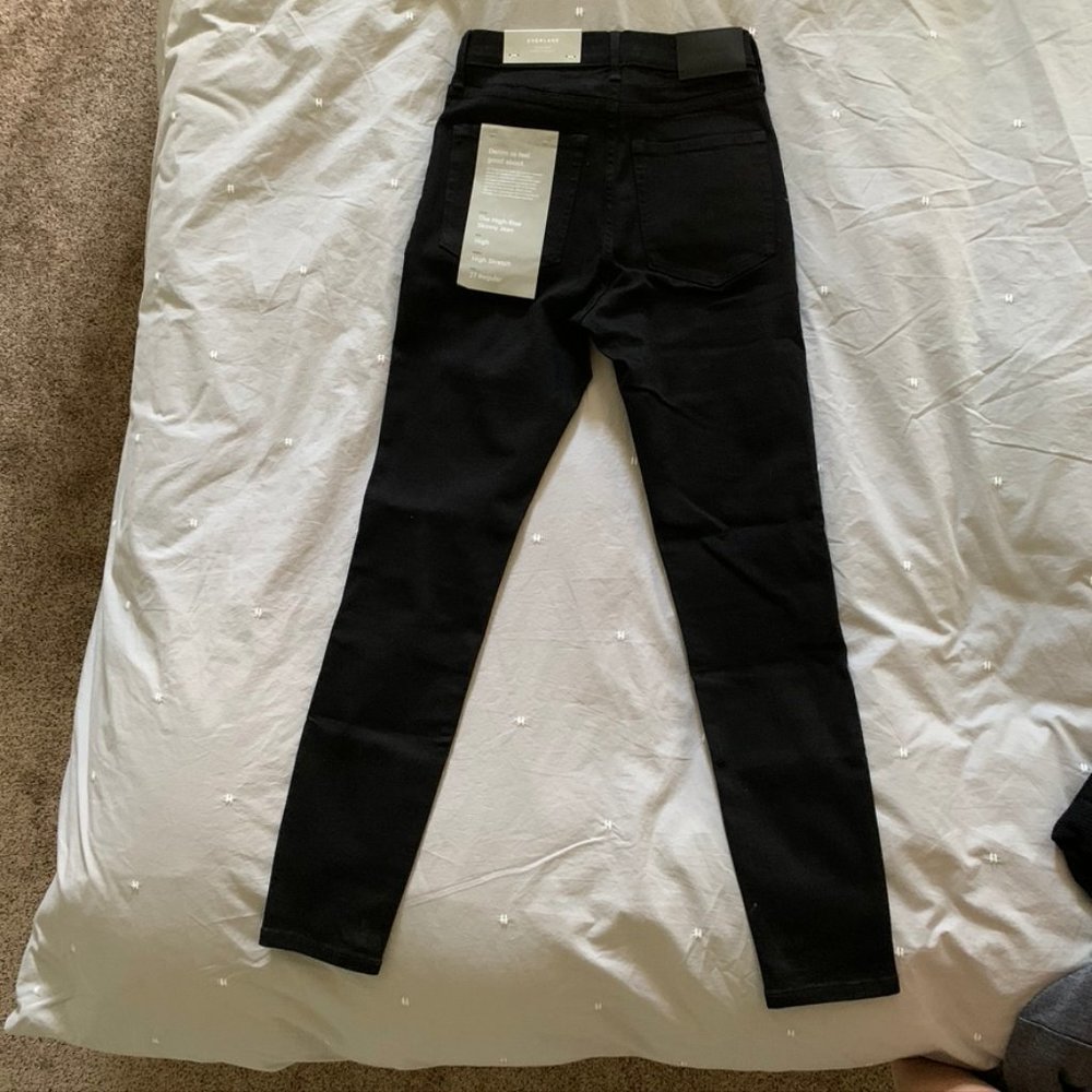 Everlane Stretch High-Rise Skinny Jean (Black), 27T